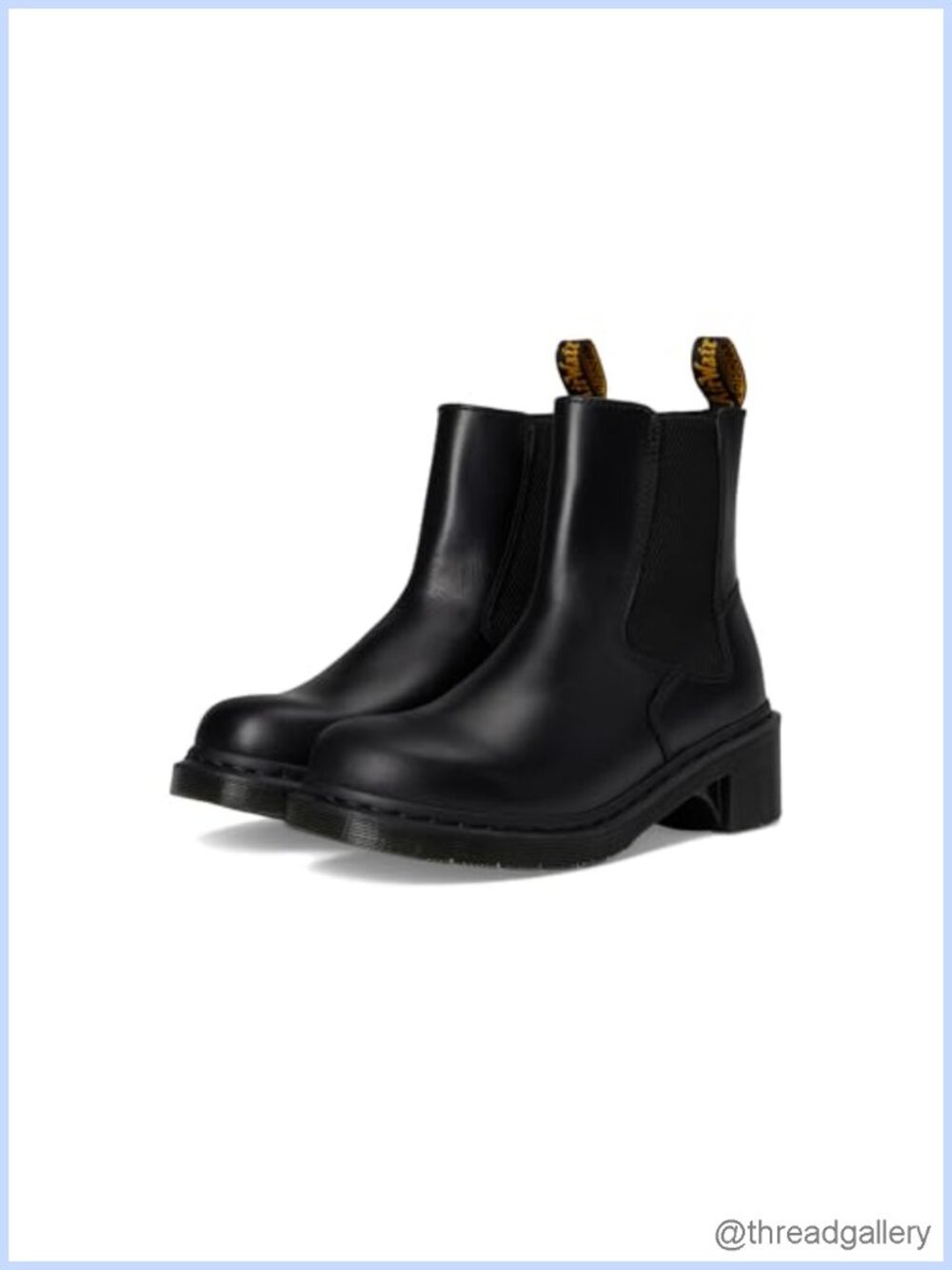 Chelsea Leather Heeled Ankle Boots Pull-On Block Heel Round Toe